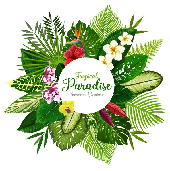 Sommar semester banner av tropiska palmer och blomma — Stock vektor