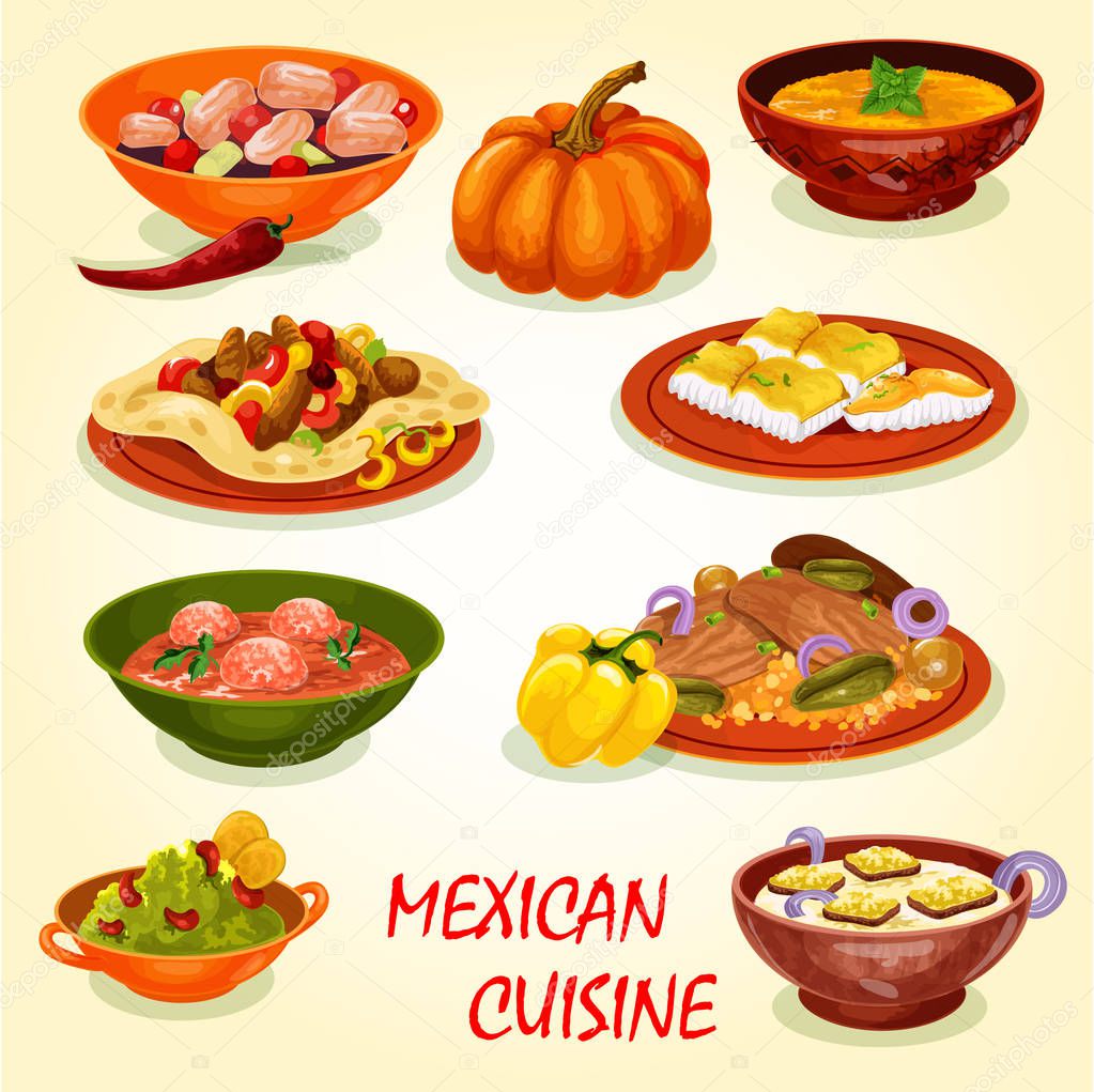 Mexican cuisine icon with traditional food