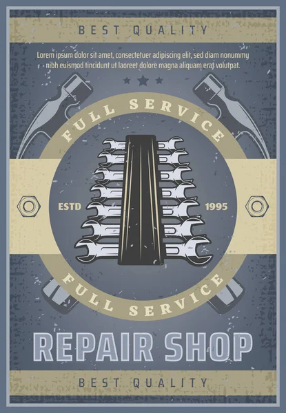 Naprawy sklep vintage baner dla samochodów usługi projektowania — Wektor stockowy