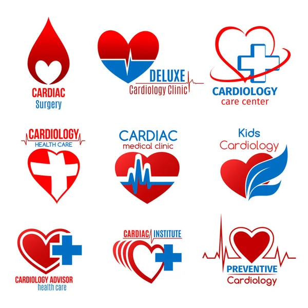 Kardiologi medicin och hjärt operation symbol — Stock vektor