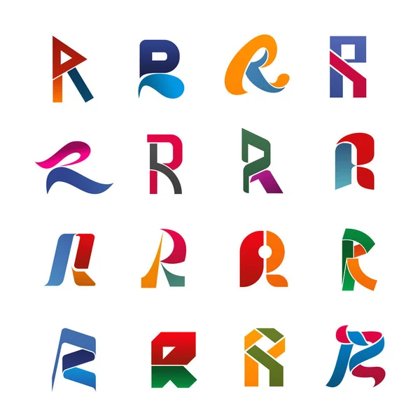 Alfabetet-ikonen teckensnitt av bokstaven R, visitkort design — Stock vektor