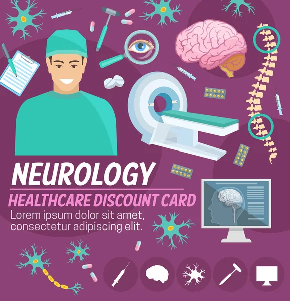 Neurologia medicina ospedale sconto carta di progettazione — Vettoriale Stock