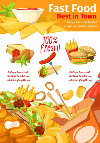 Fast food restaurant banner voor afhaalmaaltijden menu — Stockvector