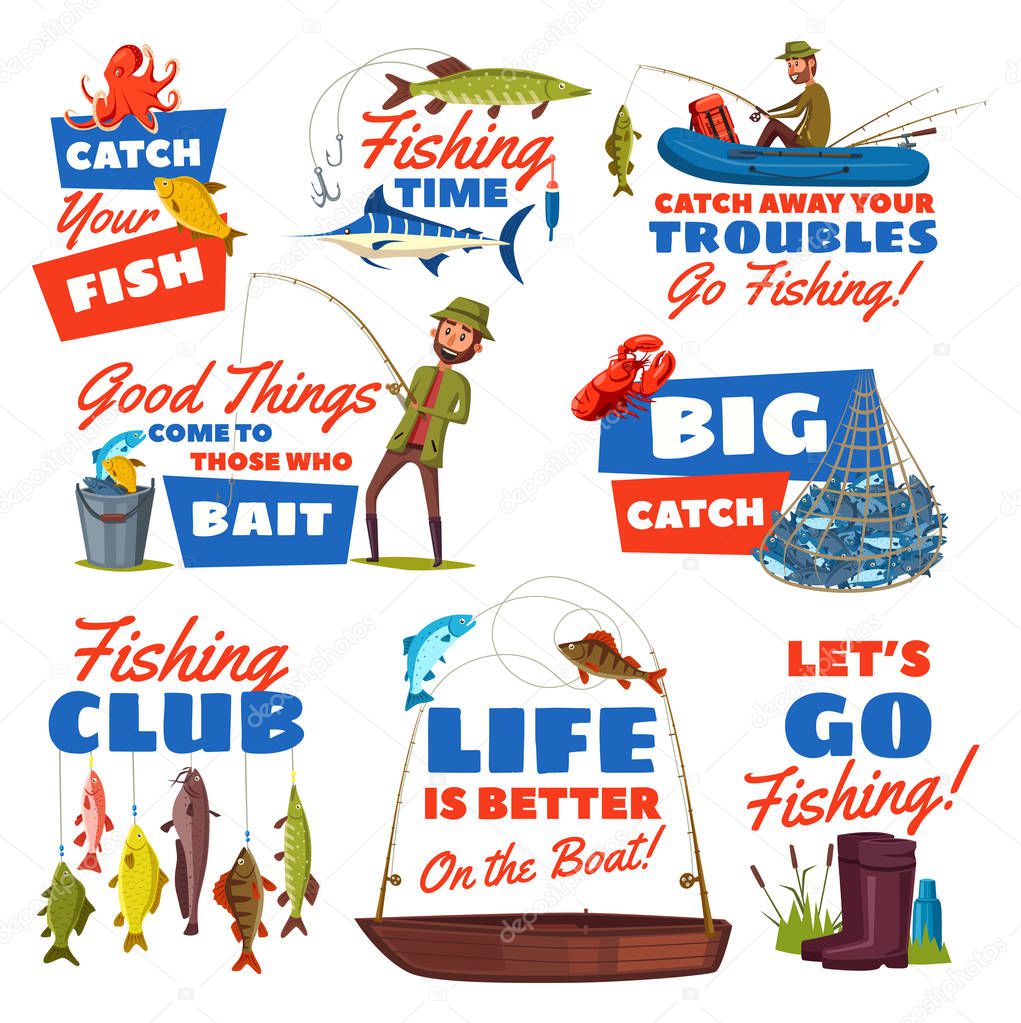 Fishing sport icon with fisherman and fish catch
