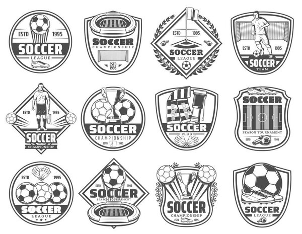 Football or soccer sport heraldic icons