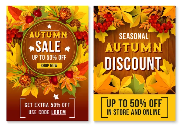 Vente d'automne en ligne affiche vectorielle discount — Image vectorielle
