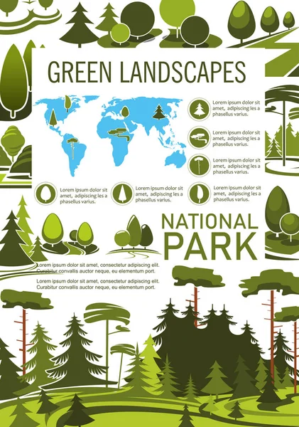 Parkbaum-Plakat für die Landschaftsarchitektur — Stockvektor