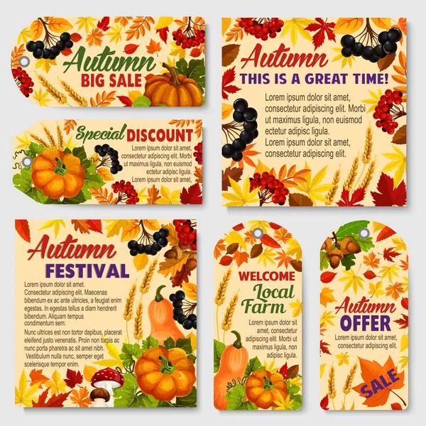 Étiquette de vente de l'automne et étiquette de promotion — Image vectorielle