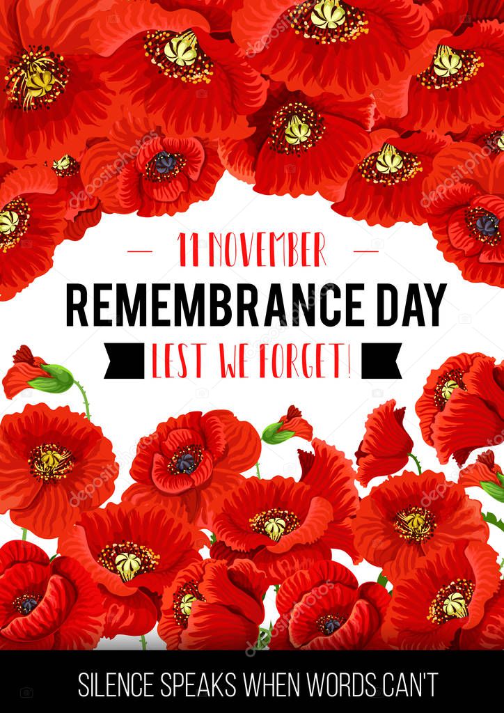 Vector 11 November Remembrance day poppy card