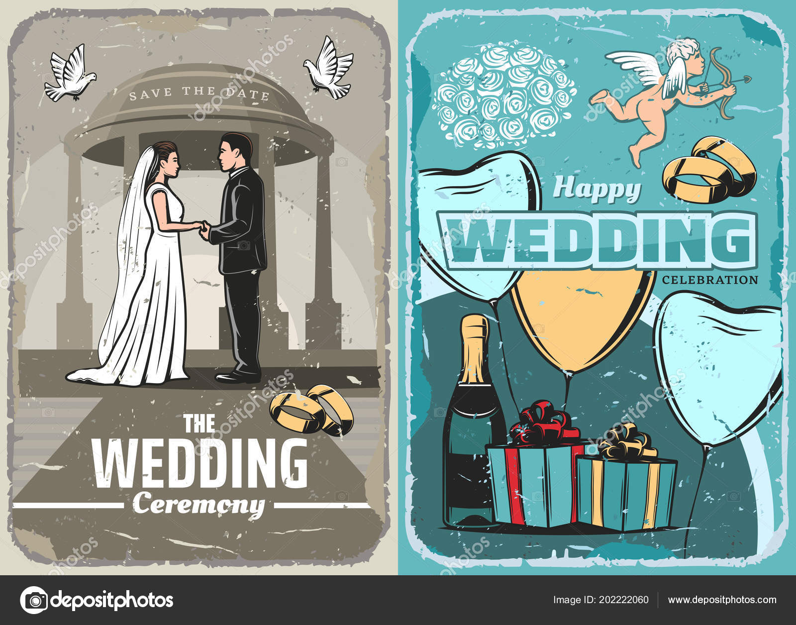 Приглашение На Свадьбу Или Сохранение Даты Винтажного Баннера.