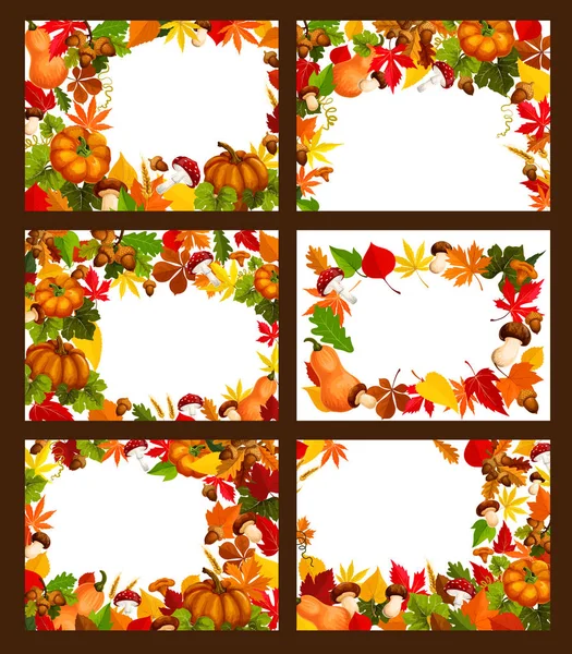 秋の時間葉と収穫のベクトルのポスター — ストックベクタ