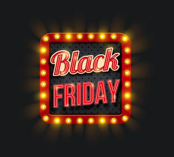 Black Friday venta banner promocional con marco de luz — Vector de stock