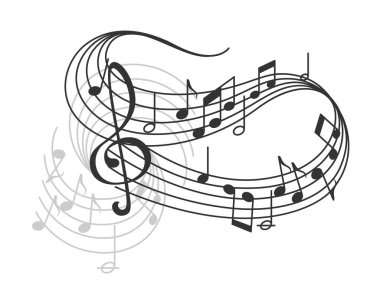 Vektör müzik notlar personel posteri