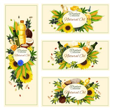 Bitkisel doğal yağ için vektör afişler