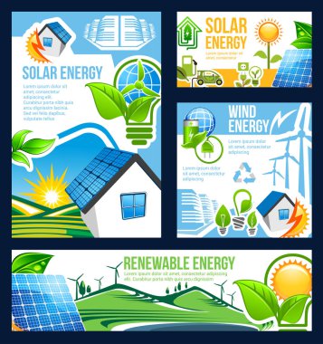 Yeşil enerji afiş güneş, Rüzgar ve hidro güç
