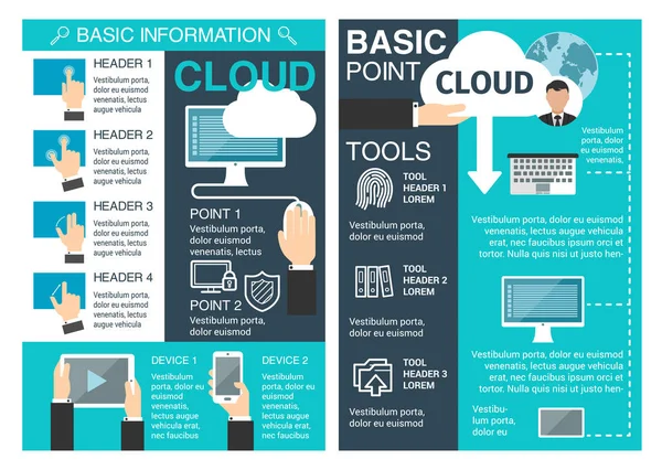 Brochure vectorielle d'information cloud Internet — Image vectorielle