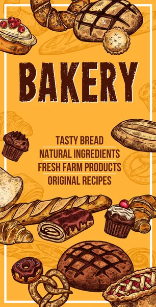 Διάνυσμα ψωμί σκίτσο banner για αρτοποιείο — Διανυσματικό Αρχείο