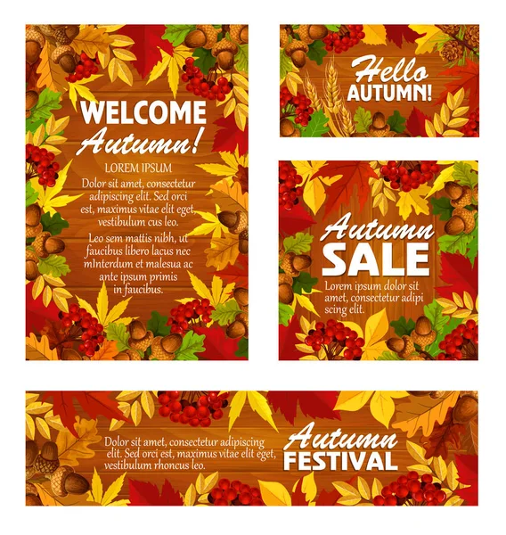 Bannière de vente d'automne et conception d'affiche de festival d'automne — Image vectorielle