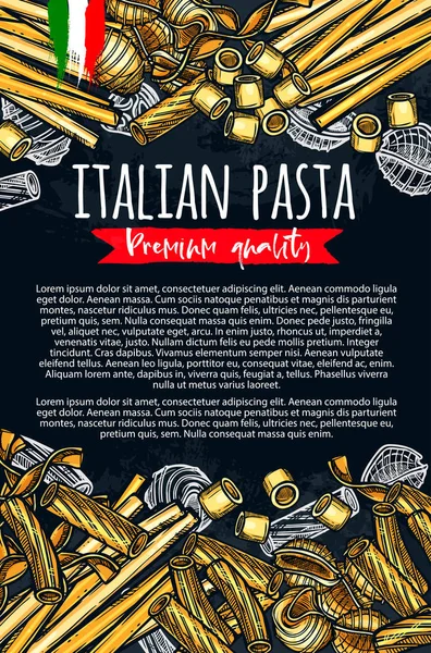 Pasta italiana vector bosquejo cartel premium — Vector de stock