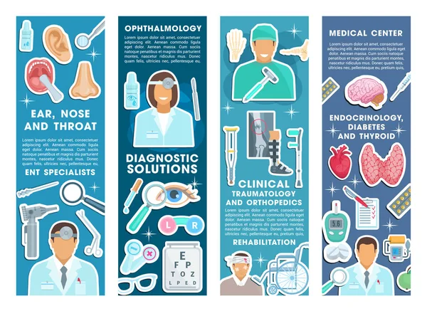 Banderas médicas vectoriales para medicina de la salud — Archivo Imágenes Vectoriales