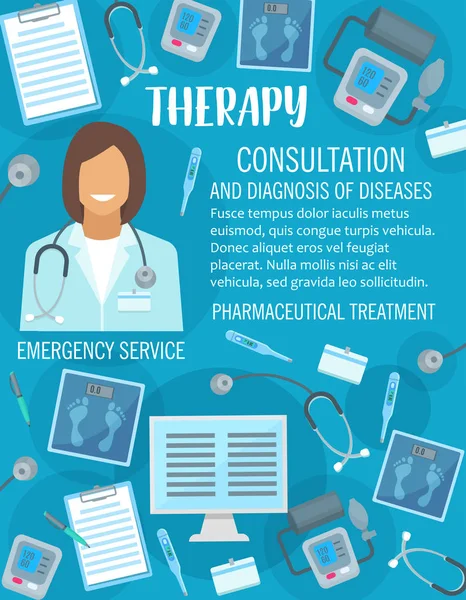 Διάνυσμα ιατρική κλινική ή θεραπείας ιατρικής αφίσα — Διανυσματικό Αρχείο