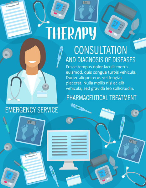 Vector medical clinic or therapy medicine poster