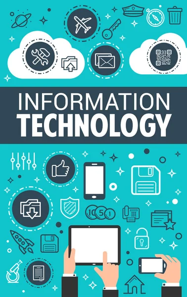 Informatie technologie gegevens vector poster — Stockvector