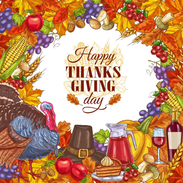Thanksgiving gratulationskort med grönsaker — Stock vektor
