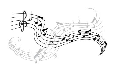 Müzik tasarımı müzikal Not ve tiz nota anahtarı simgesini
