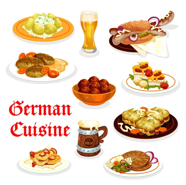 German cuisine dinner icon with Oktoberfest food — Stock Vector