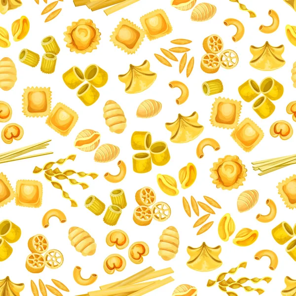 Pâtes italiennes motif sans couture pour la conception des aliments — Image vectorielle
