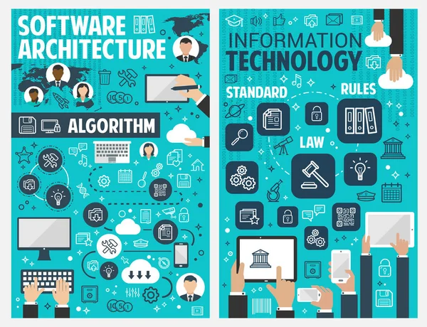 Information och kommunikation teknik banner — Stock vektor