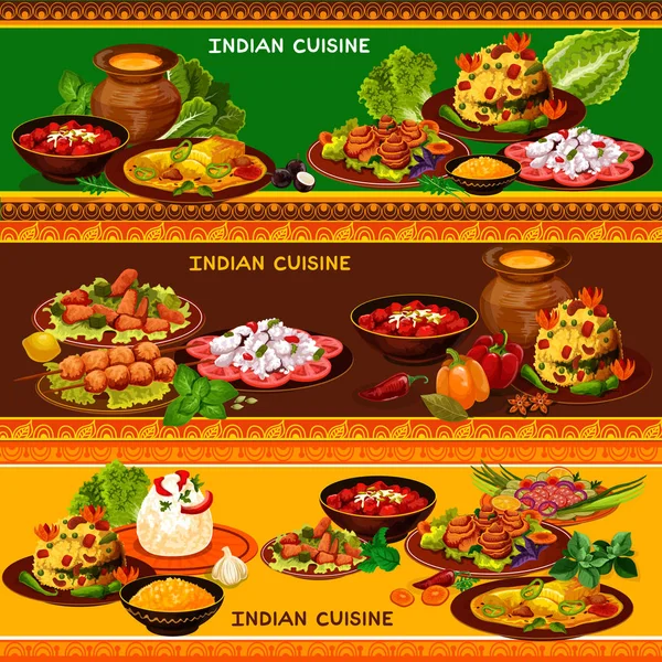 Banner restaurante cocina india con menú asiático — Archivo Imágenes Vectoriales