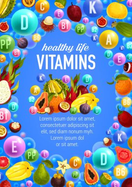 Vektör sebze ve Meyveler vitamin