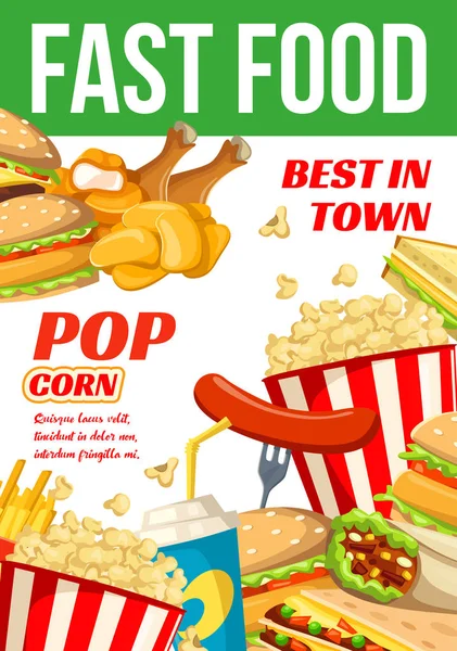 Vector fast food restaurant or bistro poster — Stock Vector