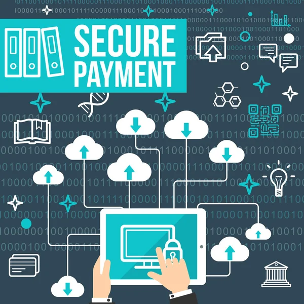 Manifesto vettoriale di pagamento online sicuro — Vettoriale Stock