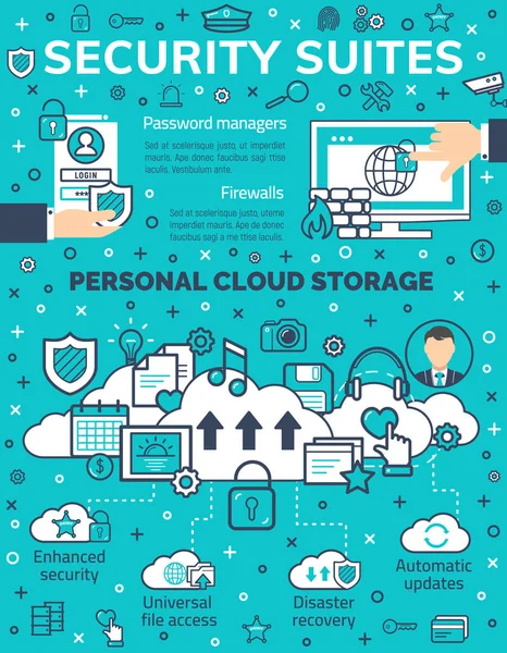 İnternet online veri güvenliği için vektör poster