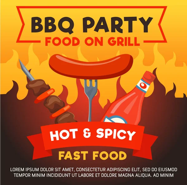 Vektör Izgara sucuk Barbekü partisi poster için