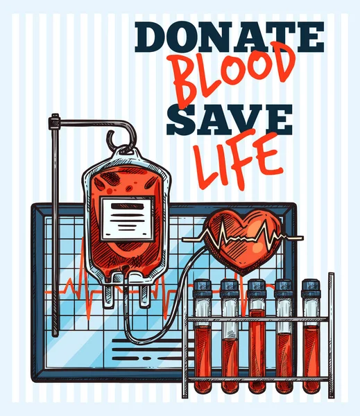 Vektorové skici pro dárcovství krve — Stockový vektor