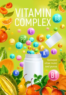 Vitamini karmaşık meyve mineraller eczane poster