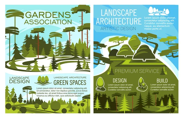 Association de jardins et architecture paysagère — Image vectorielle