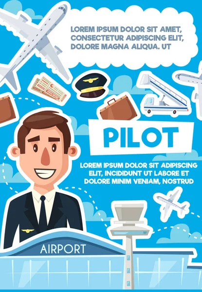 Pilot vacature, behendige vlieger werving poster — Stockvector