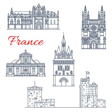 Fransa seyahat Bordeaux mimari simgeler vektör
