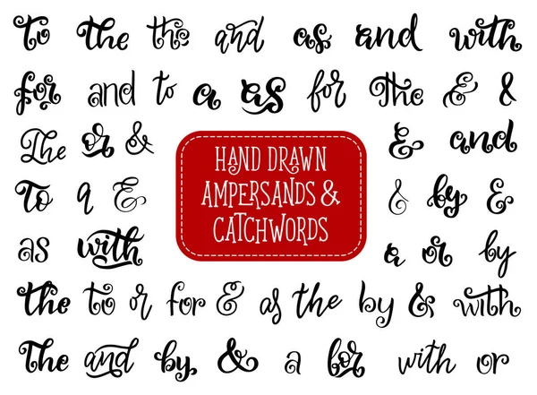 Vector dibujado a mano ampersands y catchwords — Archivo Imágenes Vectoriales