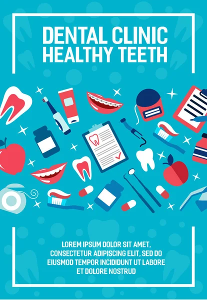 Cartaz do vetor da clínica de saúde dentária —  Vetores de Stock