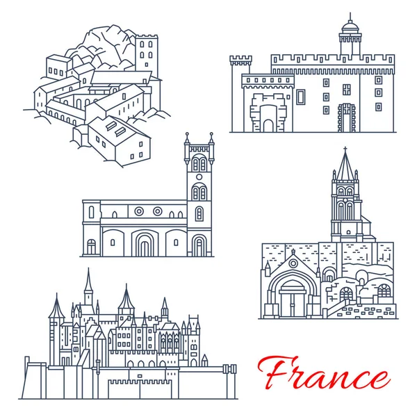 France travel landmarks of Tours in Aquitaine — Stock Vector