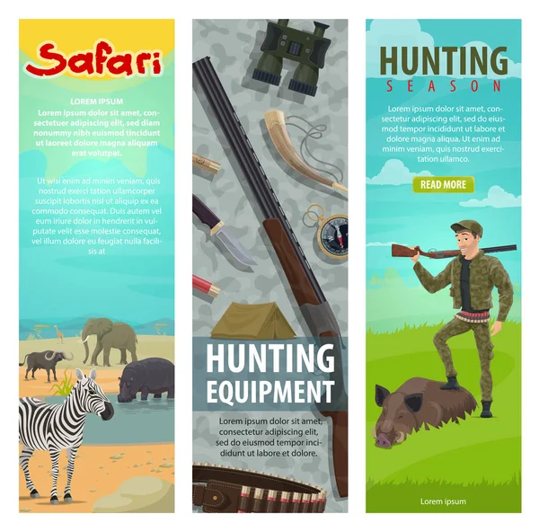 Jakt klubb öppna säsongen safari banderoller — Stock vektor