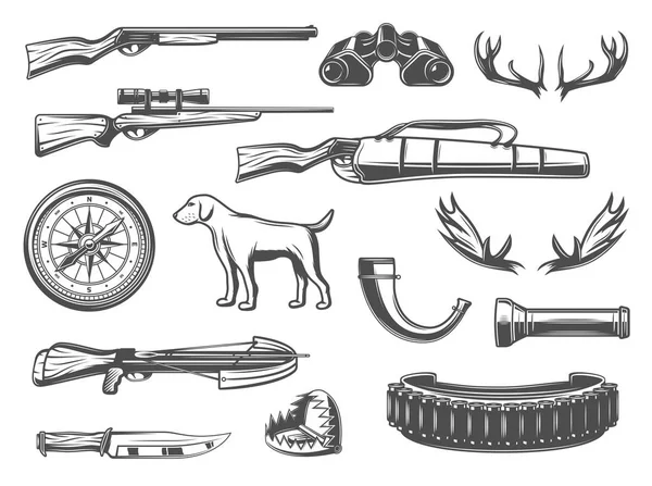 Vector hunting equipment and items — Stock Vector