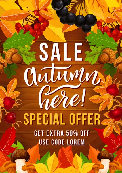 Podzimní prodej nabídka plakát s podzim sezóny list — Stockový vektor