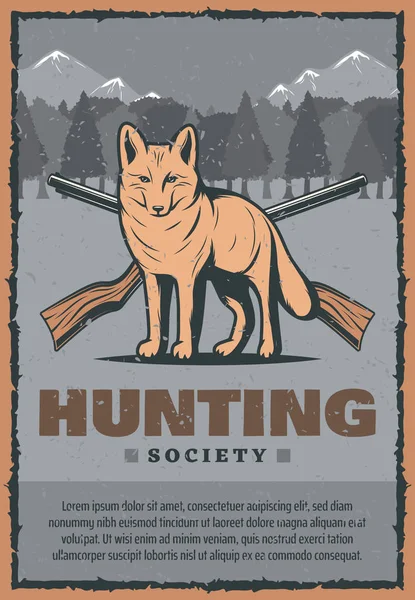 Διάνυσμα εκλεκτής ποιότητας αφίσα για το κυνήγι της αλεπούς — Διανυσματικό Αρχείο